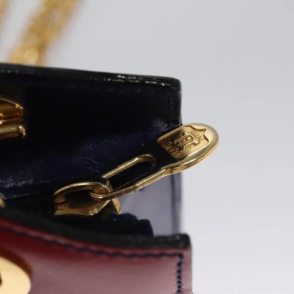 CELINE Chain Shoulder Bag Leather Multicolor Gold Auth BD096AV - Picture 11 of 14